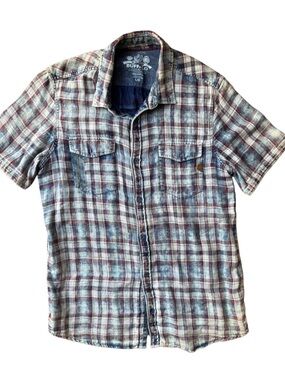 Buffalo Plaid Short-Sleeve Button-Up Shirt - Blue & Red